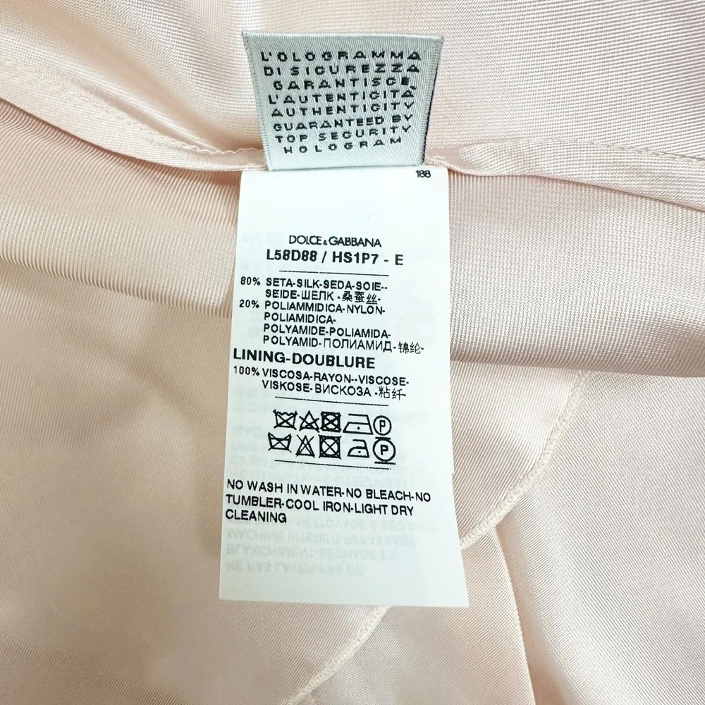 Dolce & Gabbana Girls Pink Rose Butterfly Farfalle Silk Dress Size 7/8